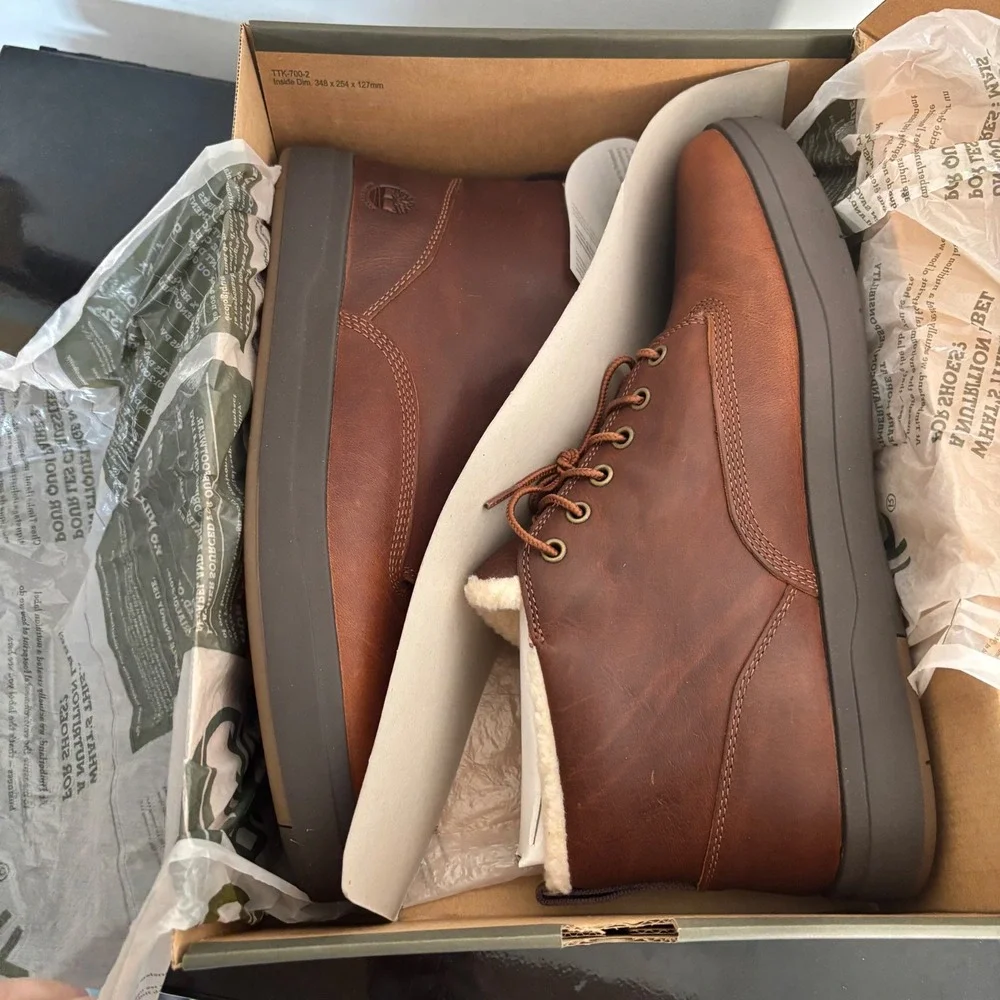 Timberland Davis Square WP Warm Lined Chukka Boots Rust Leather A2G65 Mens 13
